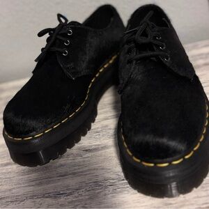 Dr. Martens 1461 Hair-on Black Platform Shoes Size 8W Brand New Never Worn!